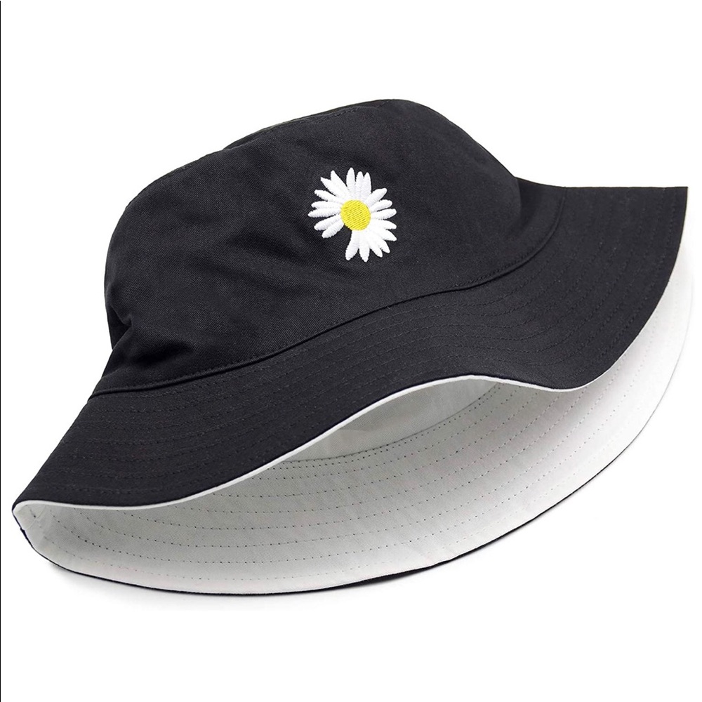 Flower Embroidery Reversible Bucket Hat
